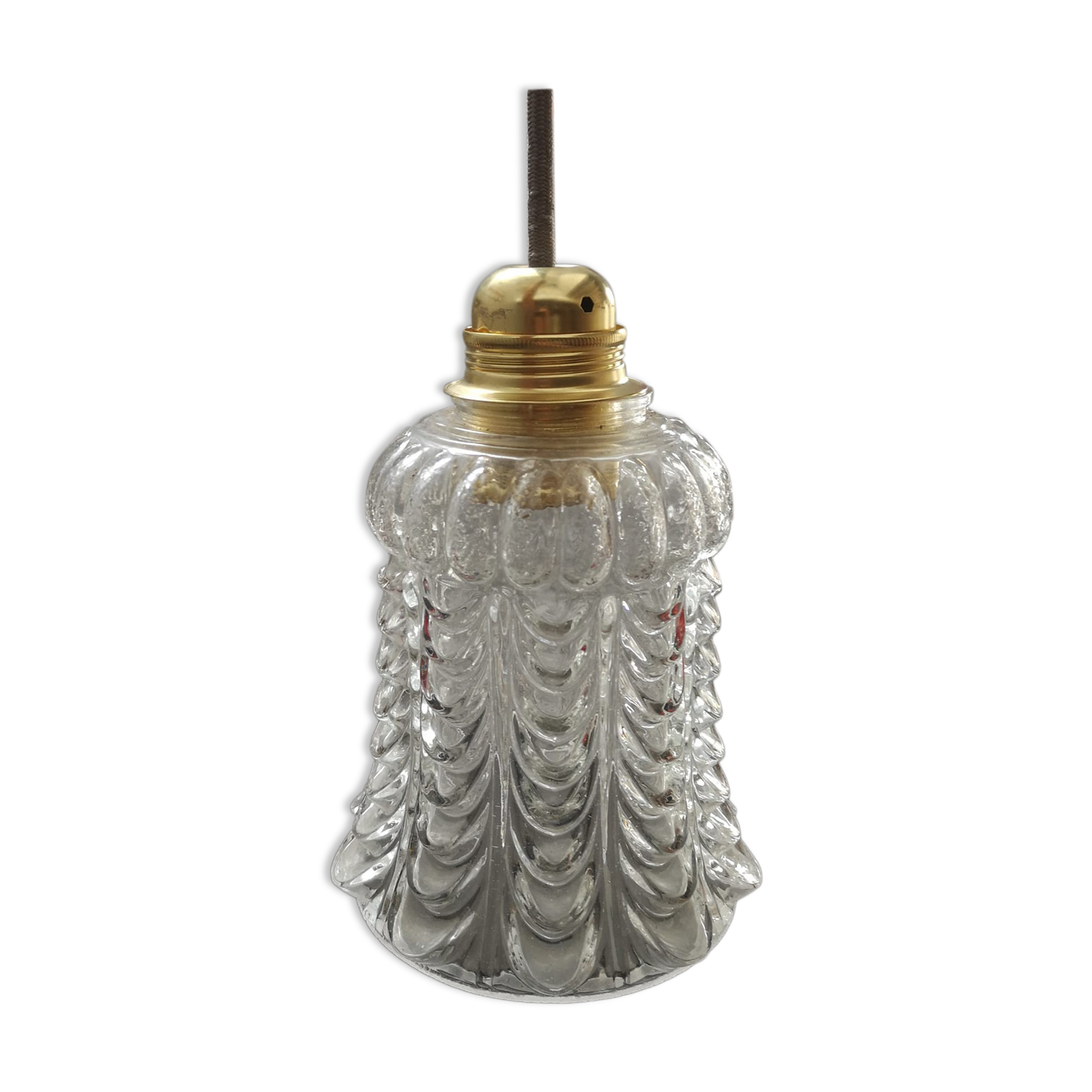 Antique vintage suspension in chiseled glass spirit TBE