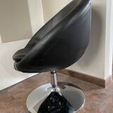 swivel faux leather armchair with chrome legs