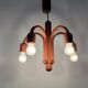 Suspended Sputnik counterweight lamp with 5 arms in teak by Domus, 1970s, Italy.