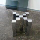 Table basse en verre fumé et chrome 1970