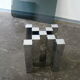Table basse en verre fumé et chrome 1970