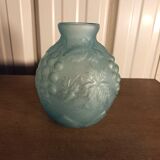 Art deco ball vase in opaque blue molded glass