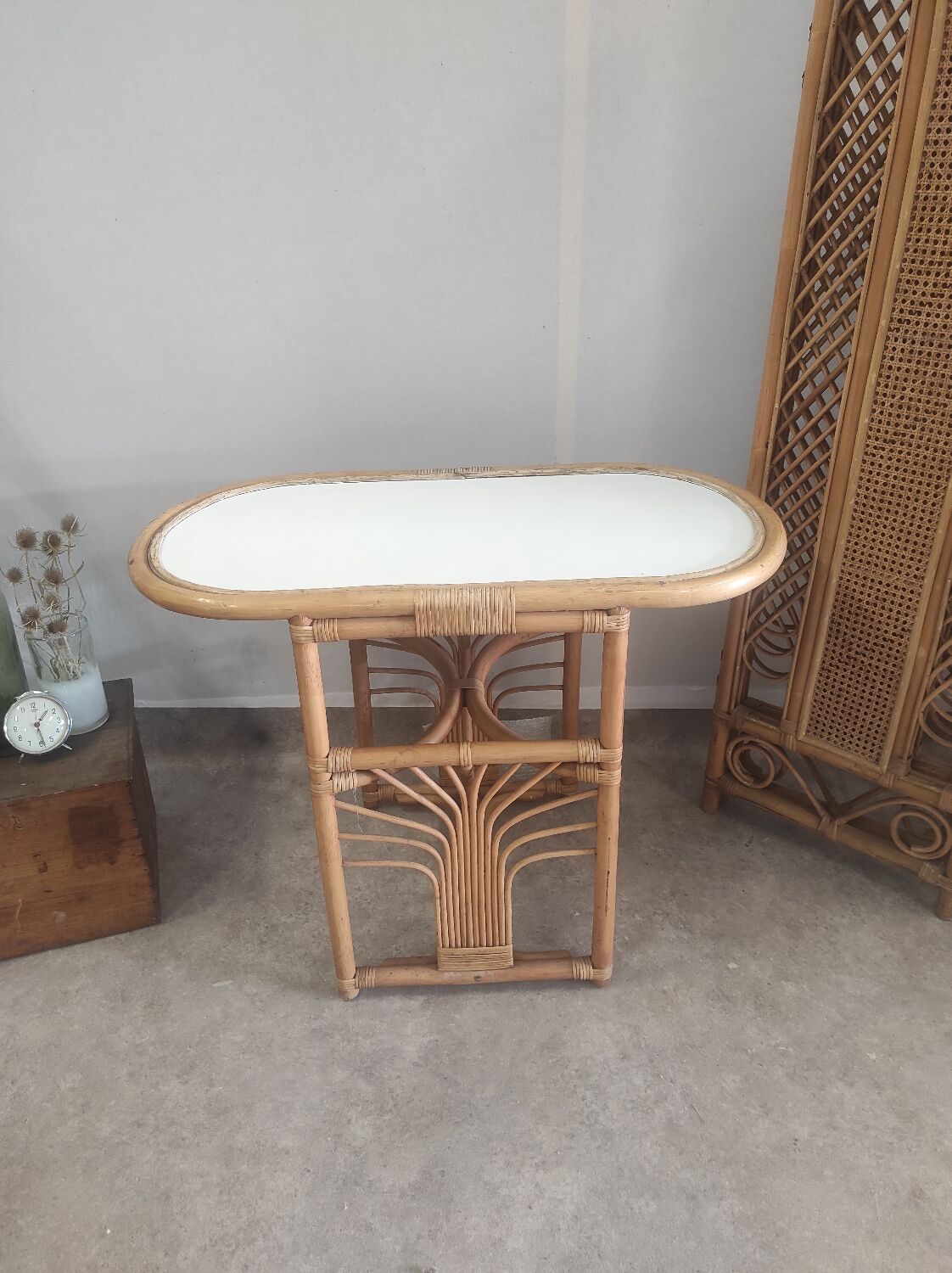 Salon rotin vintage et paravent