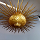 Pendant lamp forming sun golden metal with gold leaf Vintage 50s SB