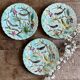 Set of 3 antique plates in majolica with bird designs.