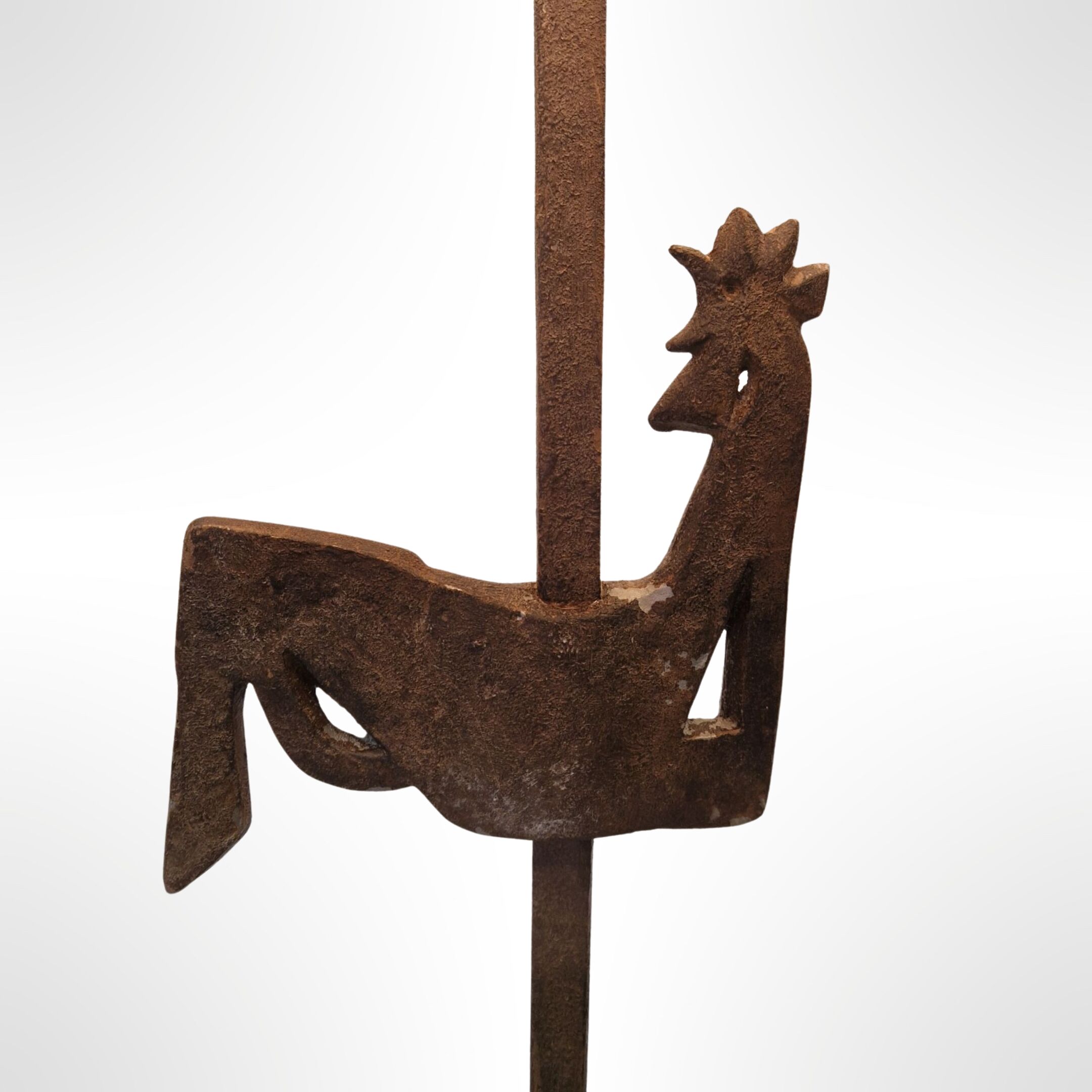 Wrought iron rooster lamp by Jean Touret for atelier marolles, france 1950s