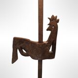 Wrought iron rooster lamp by Jean Touret for atelier marolles, france 1950s