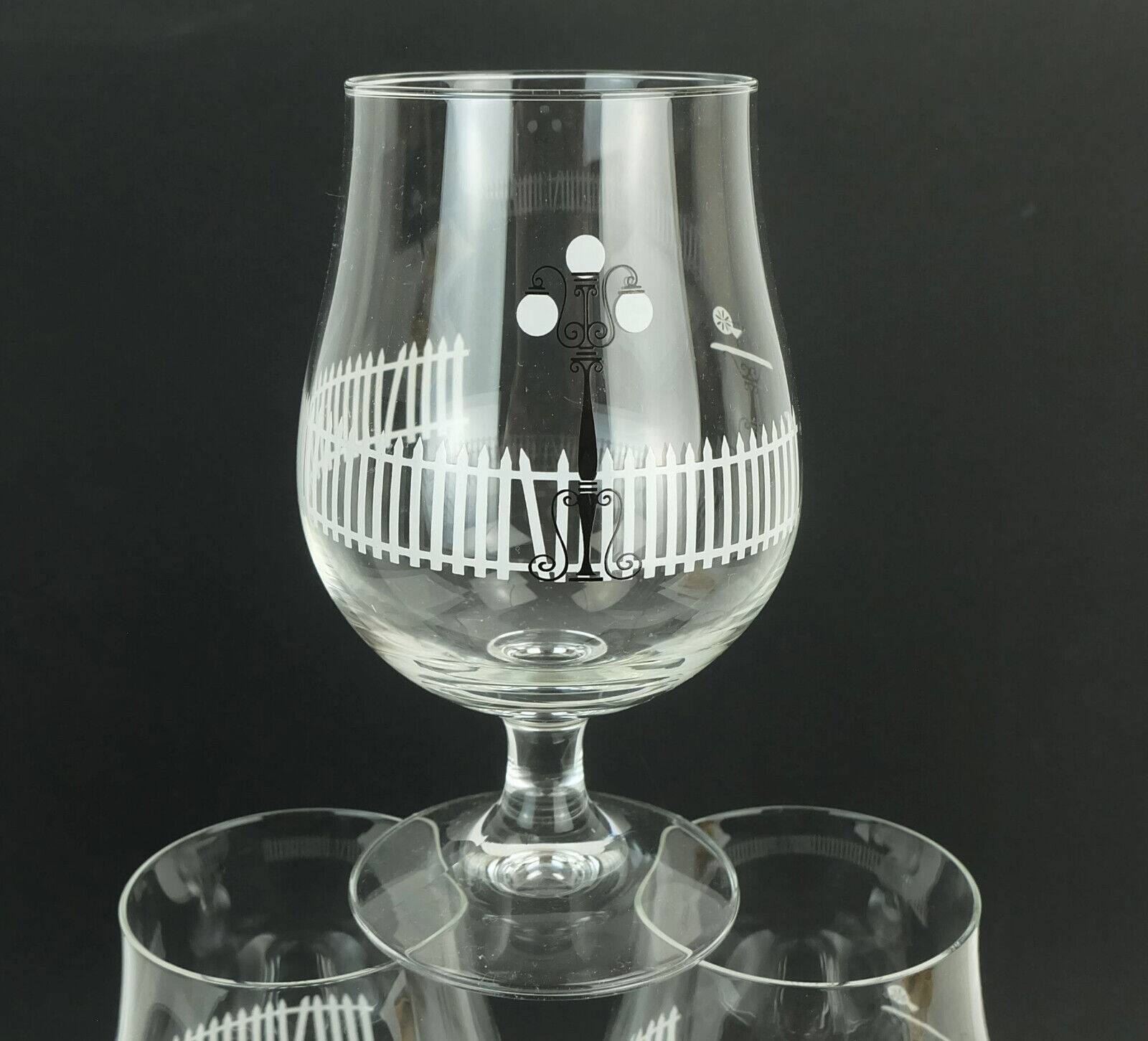 Set of 6 mid century cocktail glasses with beautiful decor 1950s 1960s glasses