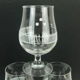 Set of 6 mid century cocktail glasses with beautiful decor 1950s 1960s glasses