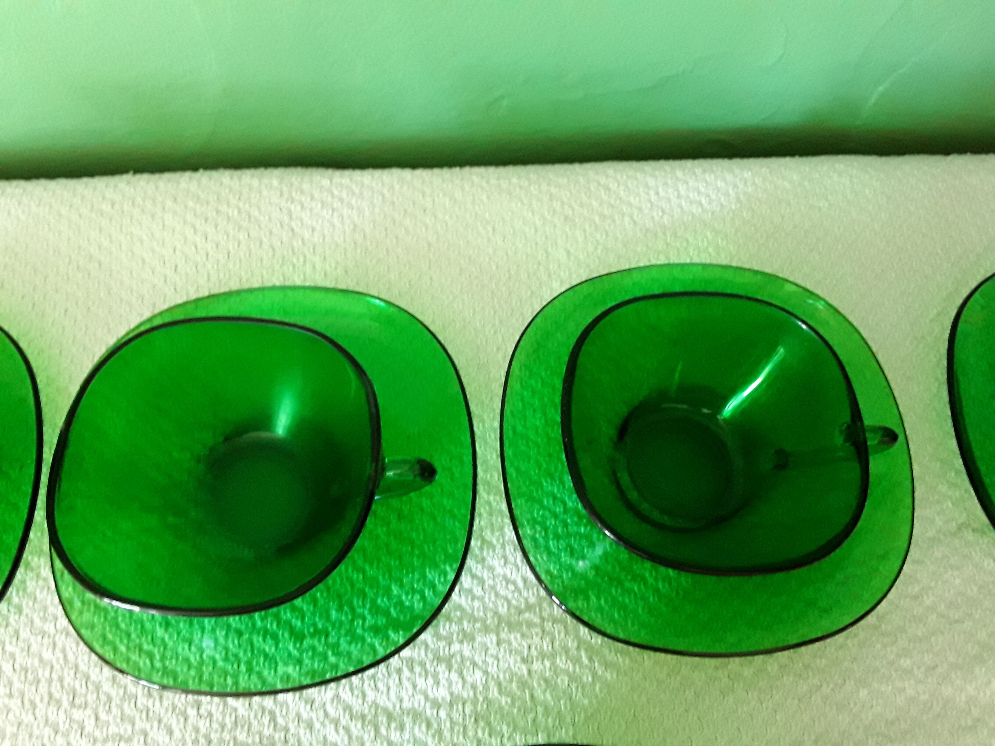 Vintage Vereco cups made of green glass