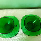 Vintage Vereco cups made of green glass