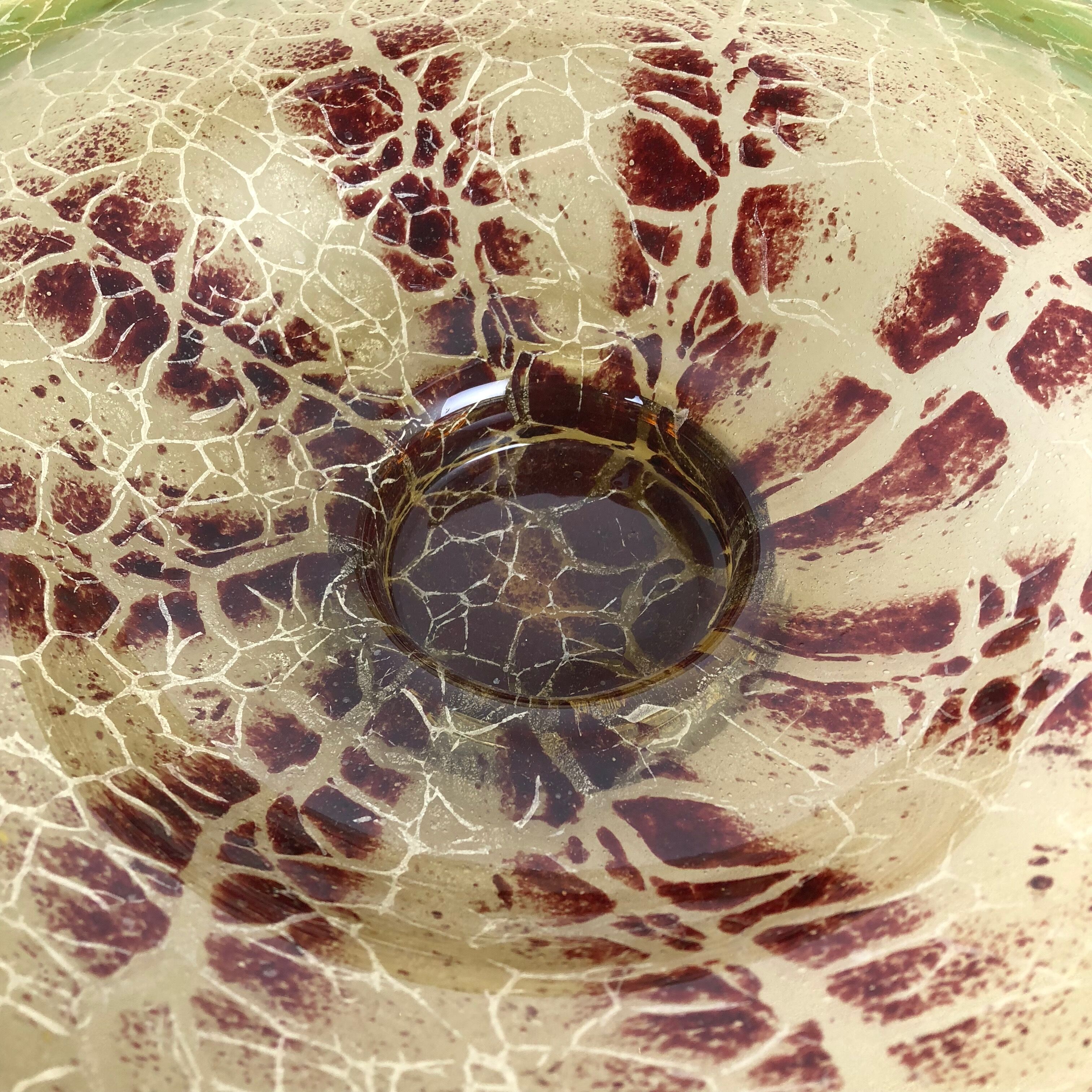 German Glass Bowl by Karl Wiedmann for WMF Ikora, 1930s Bauhaus Art Deco