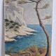 Coastal edge with leaning pine - Oil on cardboard