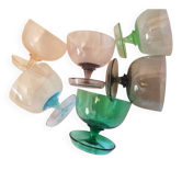 Set of 6 coloured stem glasses