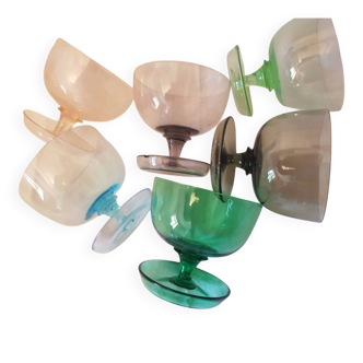 Set of 6 coloured stem glasses