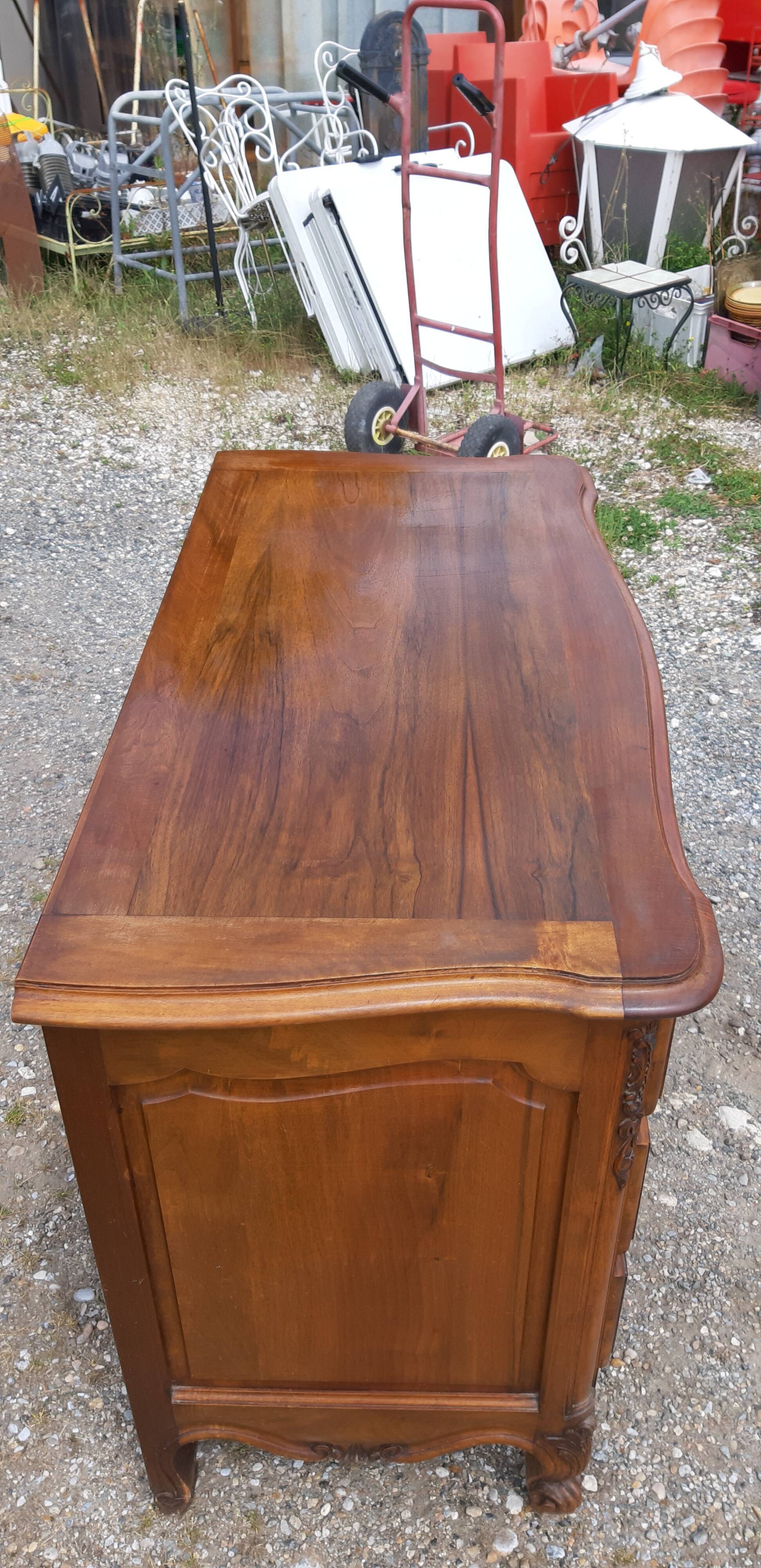 Chest of drawers 3 drawers walnut and brass