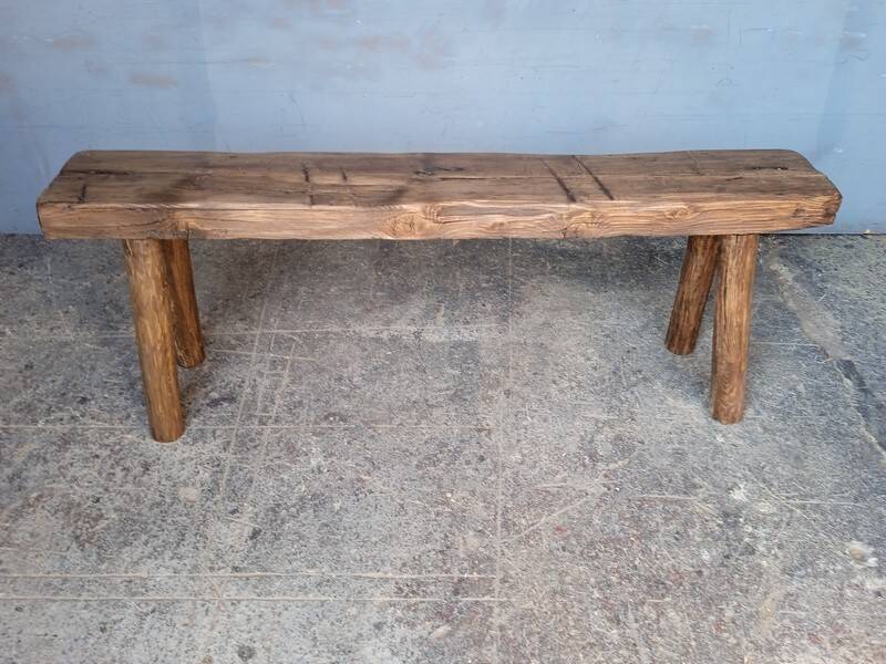 Bench 120 cm old patinated solid wood