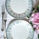 Mismatched antique flat plates made of ironstone accompanied by