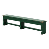 Rustic primitive green farmhouse bench in solid oak, France ca. 1900
