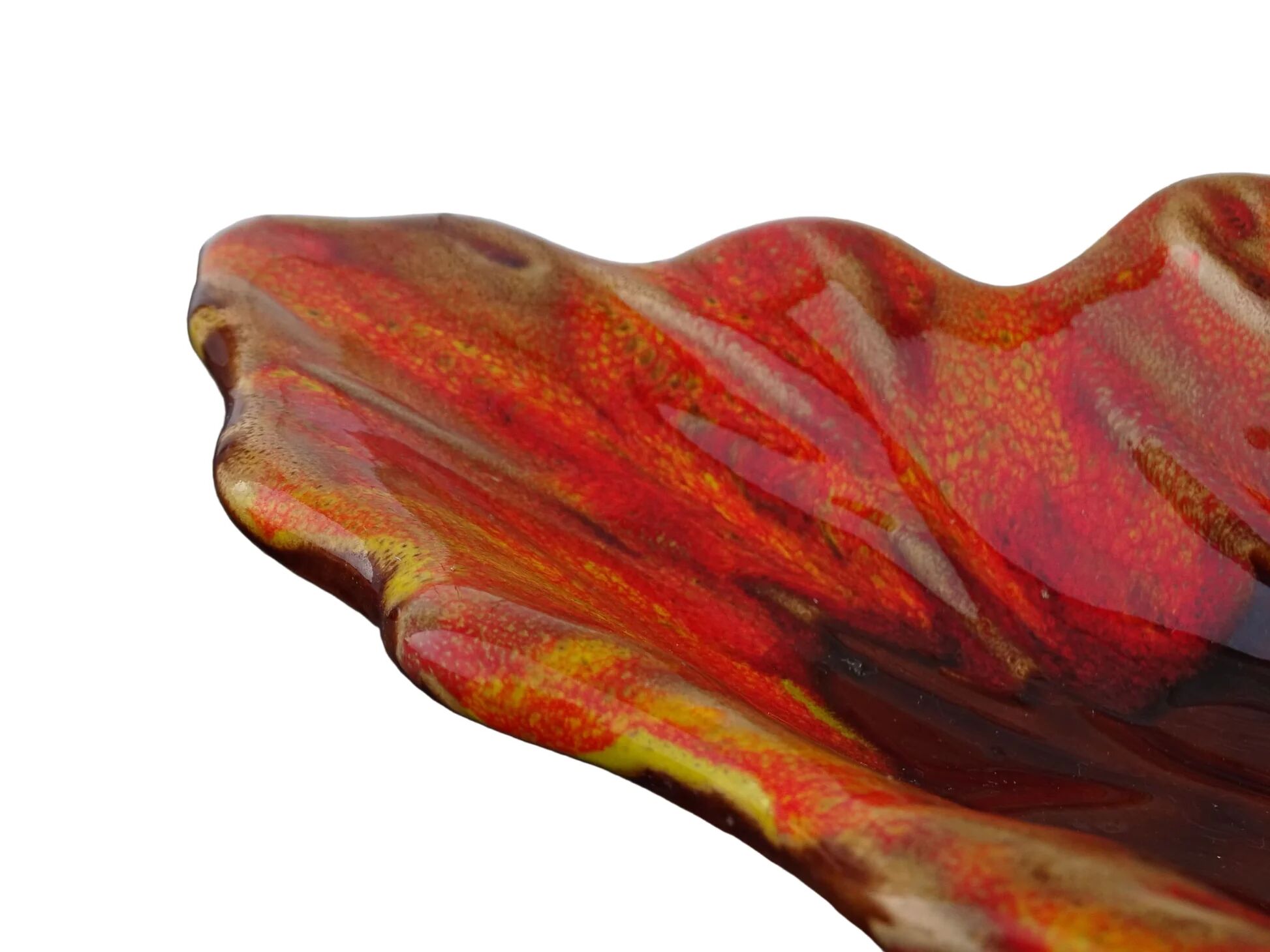 Grand bol vintage français en faïence de Vallauris, en forme de feuille