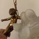 Bronze wall lamp and angel glass paste