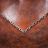 Brutalist oak lounge chair and ottoman, 1970s, set of 2