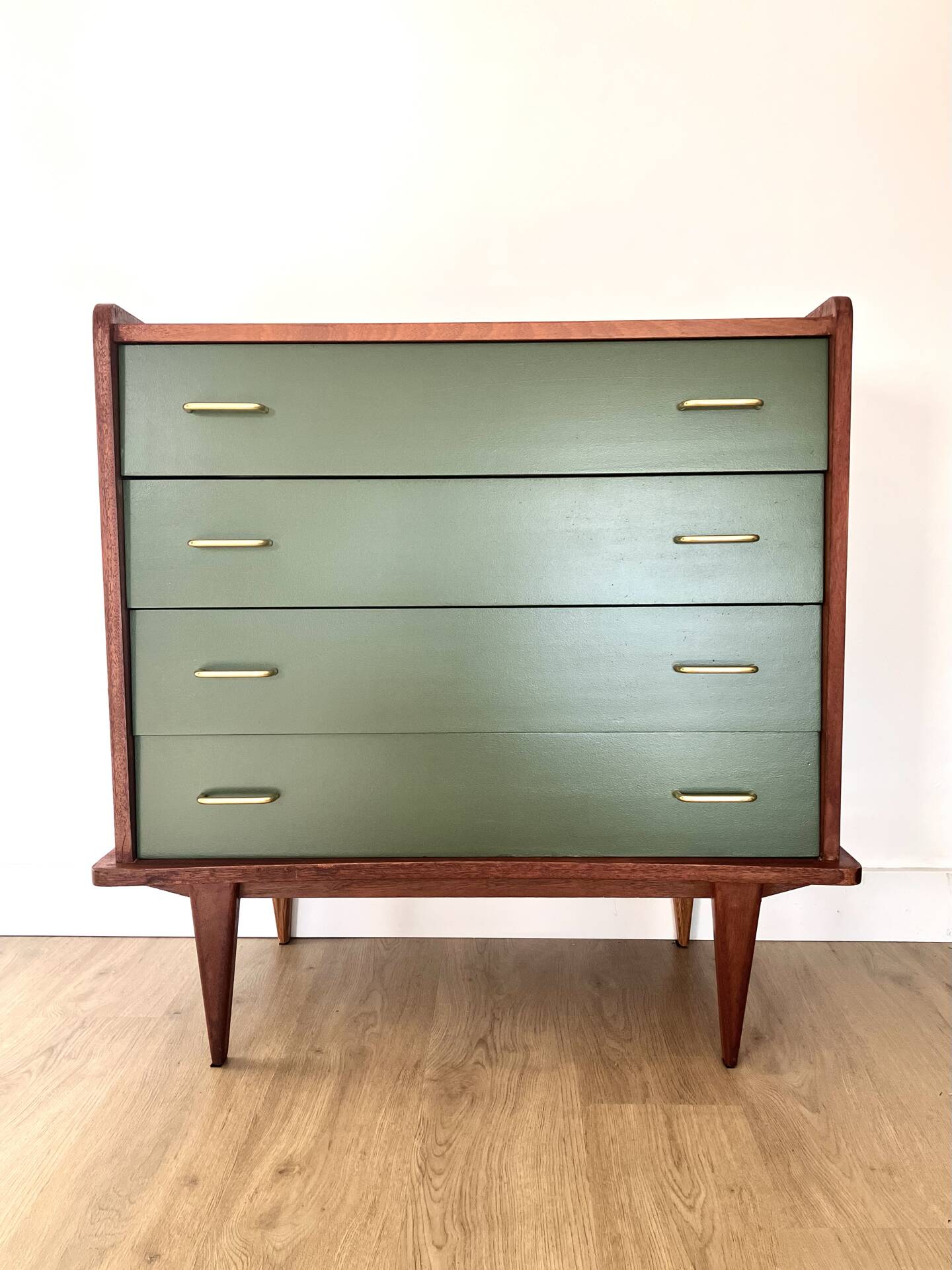 Compass leg chest of drawers in fig tree green