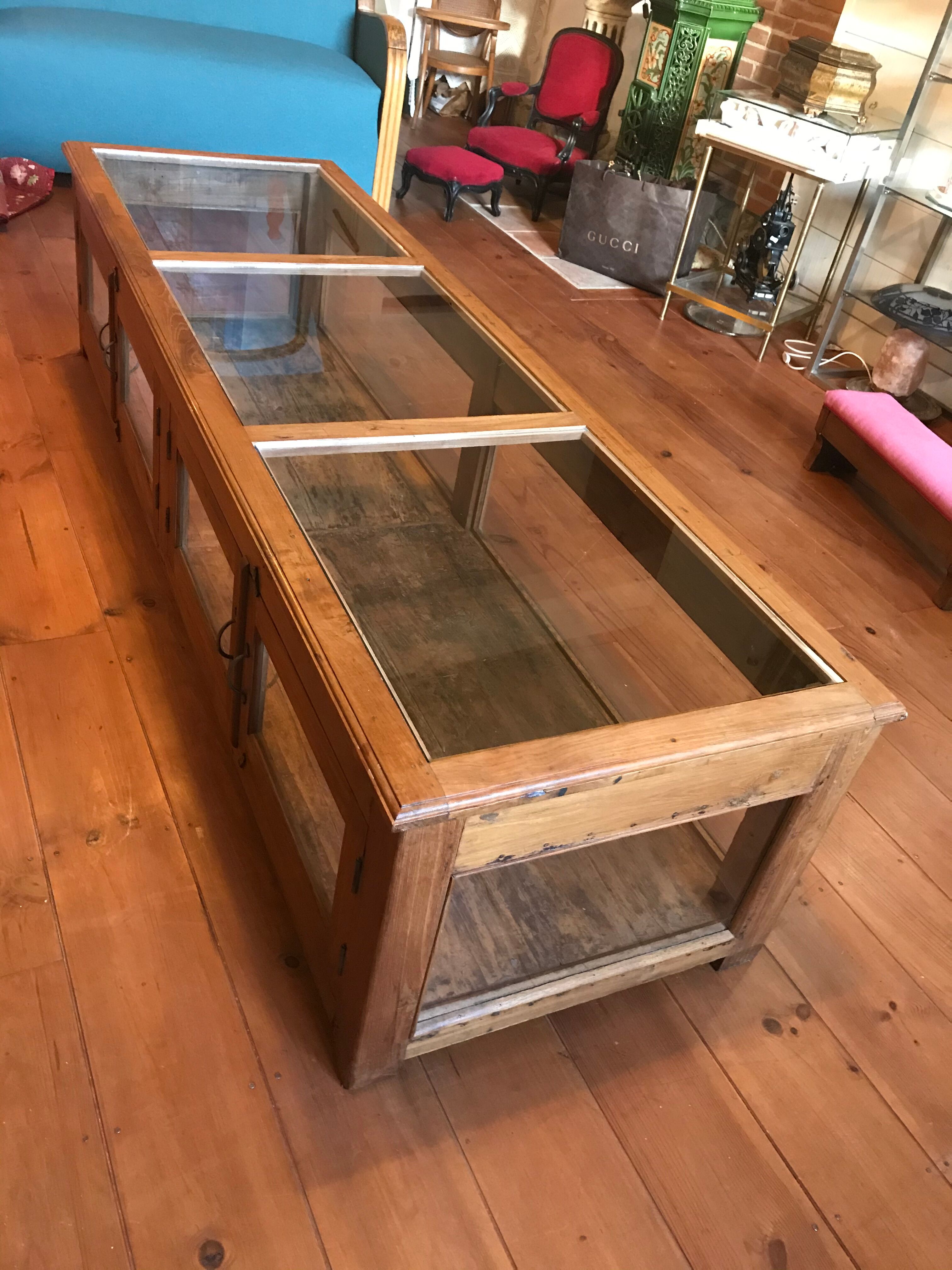 Furniture showcase wood and glass