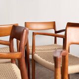 Chaises de Salle à Manger Danoises Modèle 57 en Teck, Niels O. Møller, JL Mollers, Ensemble de 6