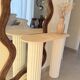 Travertine and wood console | white oak