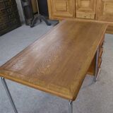 Bauhaus design desk in chrome tube and solid oak by Kovona 1960s