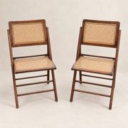 Vintage folding chair in wood and cane – 1960s/70s
