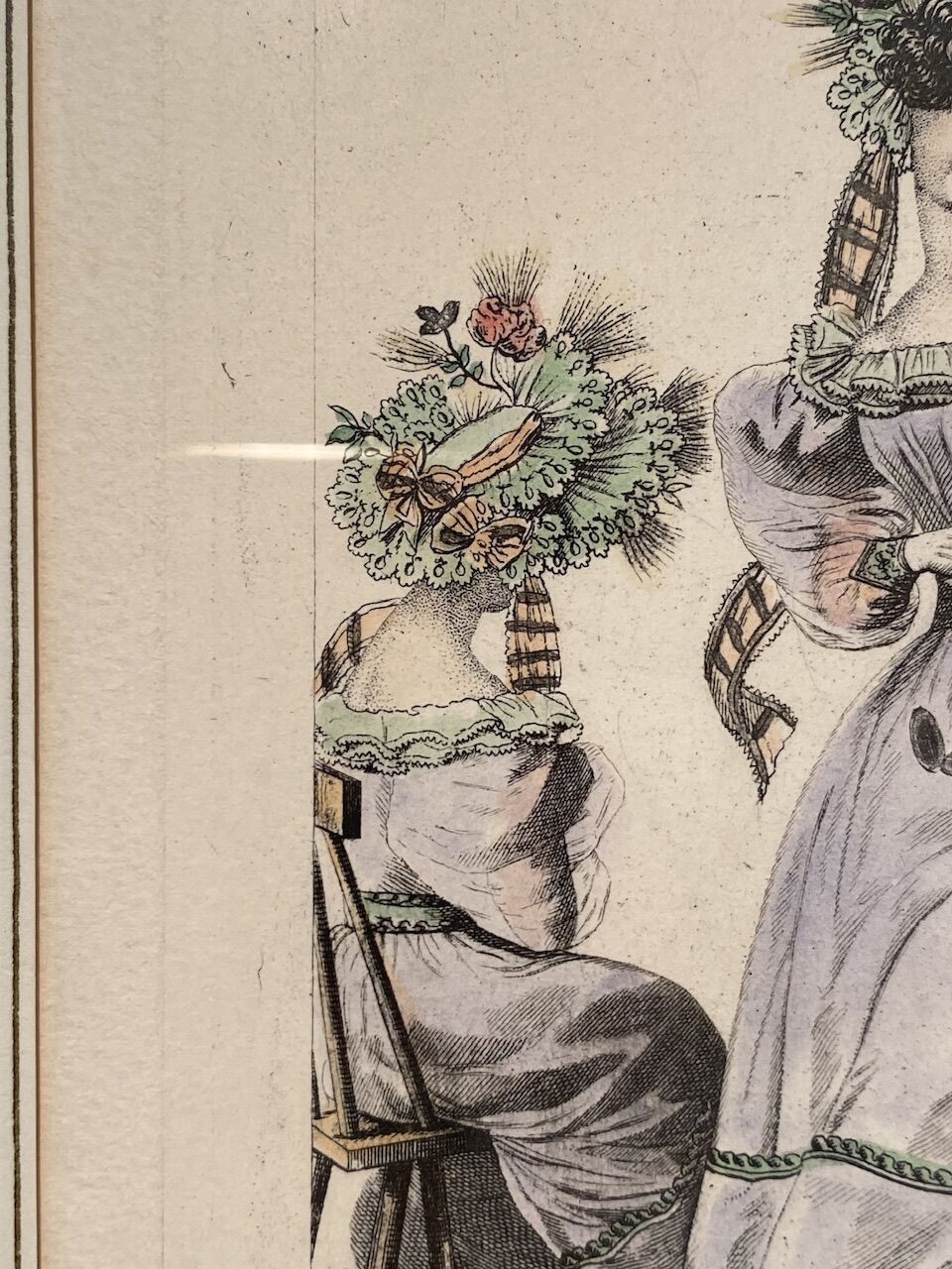 Gravure de mode, les Parisiennes , datée 1828