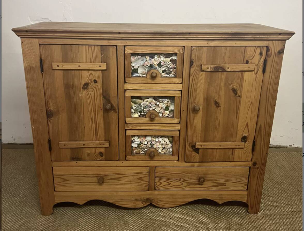 Vintage solid pitch pine chest of drawers