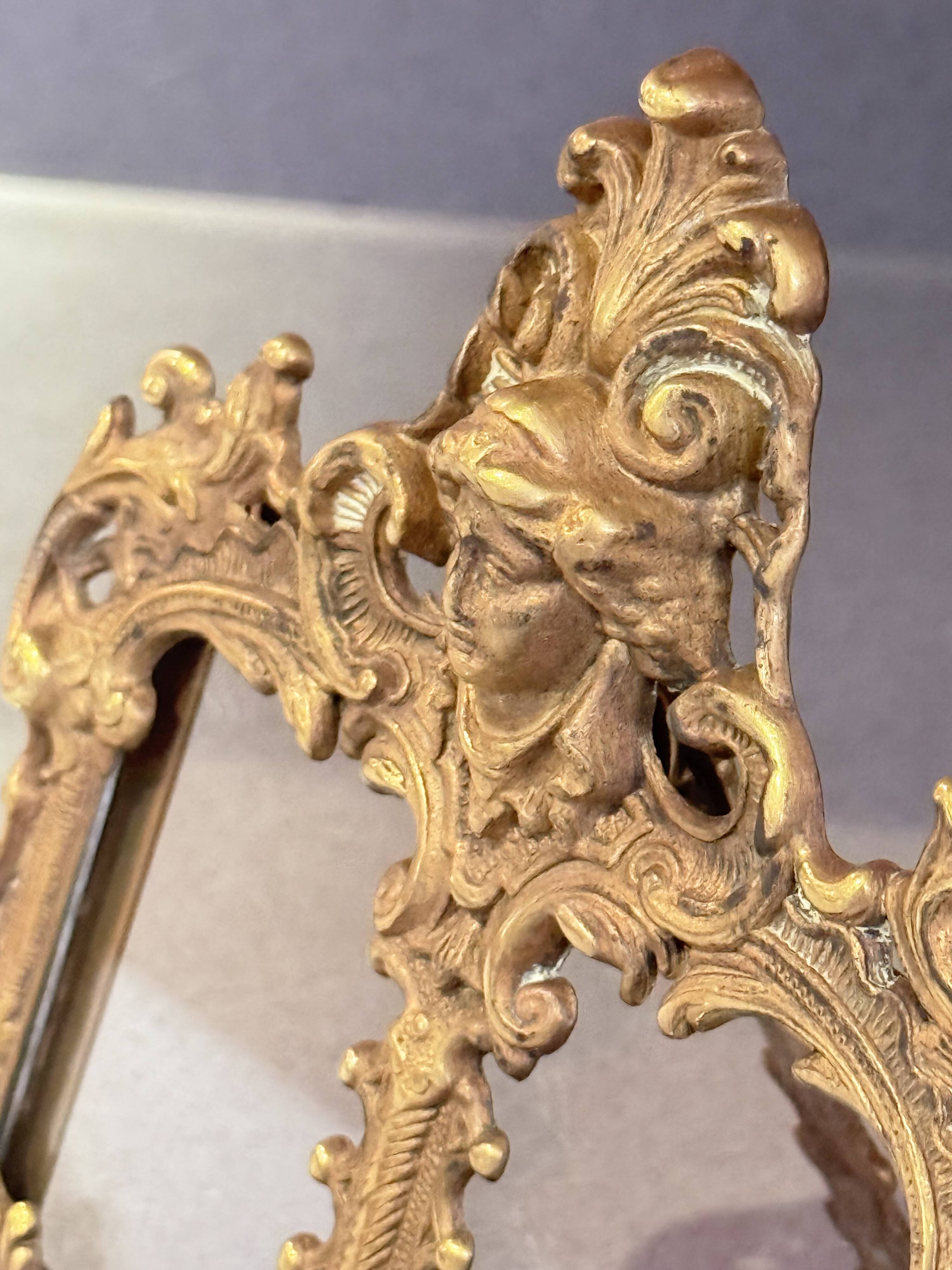 Paire de cadres en laiton doré rococo, cadres décoratifs antiques pour mur et table