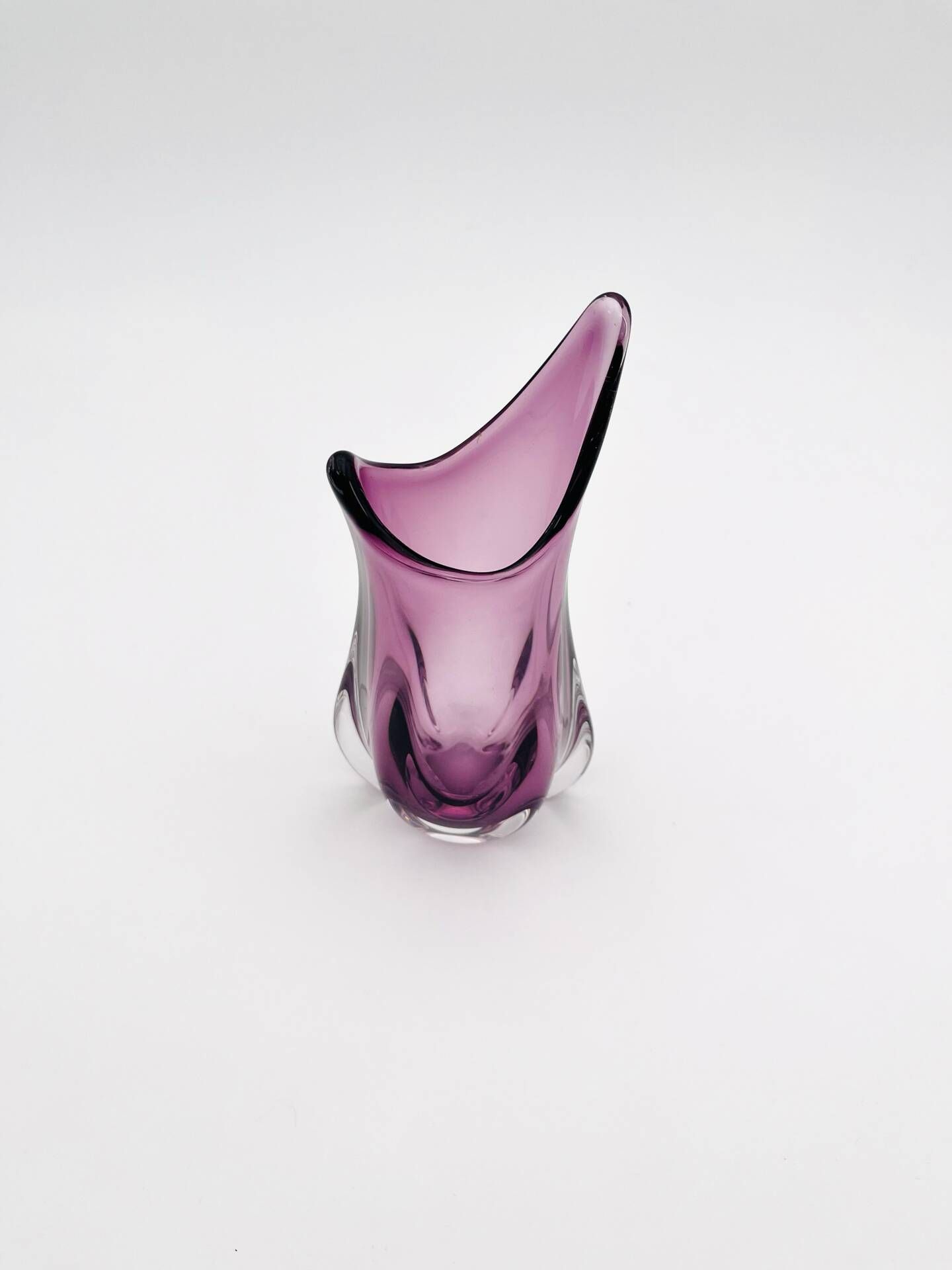 Murano Sommerso Vase Sculptural Organic Amethyst