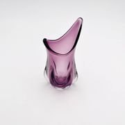 Vase sculptural organique Sommerso Murano couleur améthyste