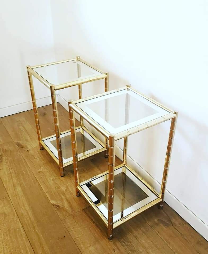Pair of gold meta harnesses and glass tops