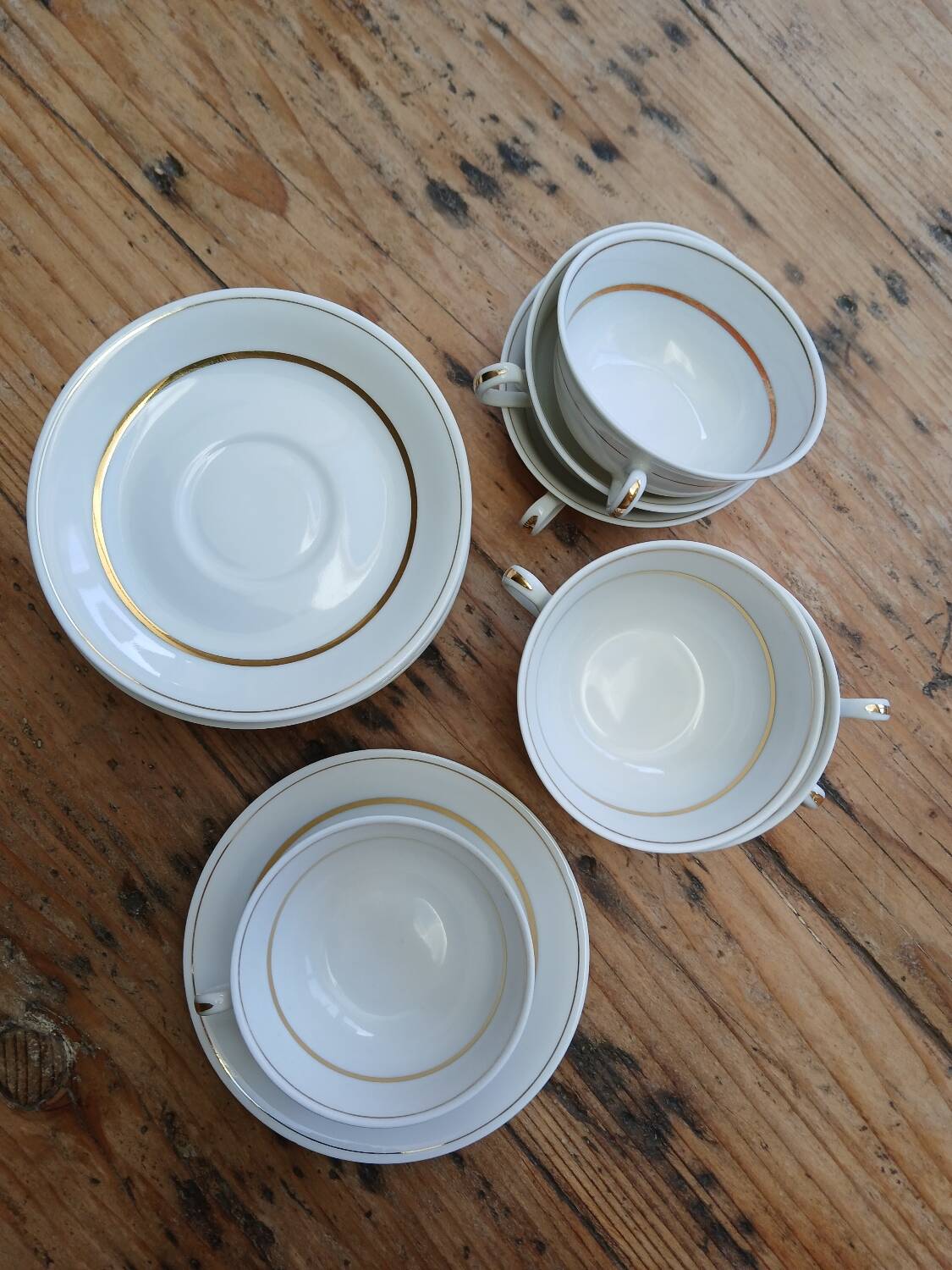 Set of 7 Limoges porcelain cups and saucers