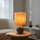 1970s table lamp in ceramic, signed, with a hand-painted silk shade.