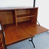 Italian bookcase vintage modular double shelf in teak and metal from the 60s