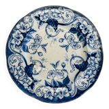 Round dish Creil Montereau white and blue bindweed