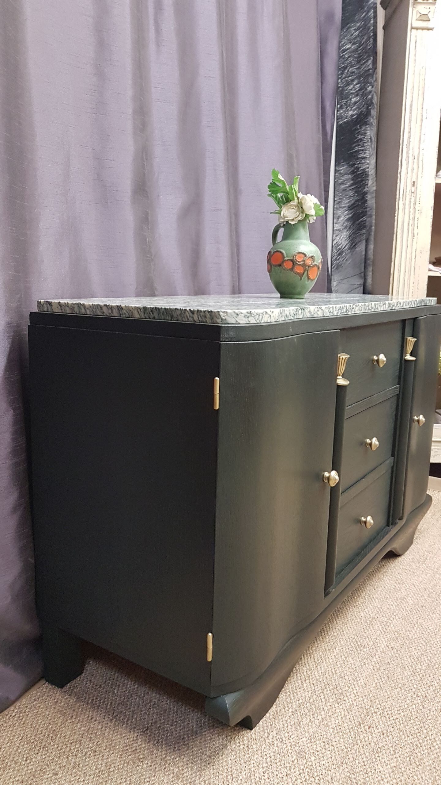 Old art deco chest of drawers restyled wagon green.