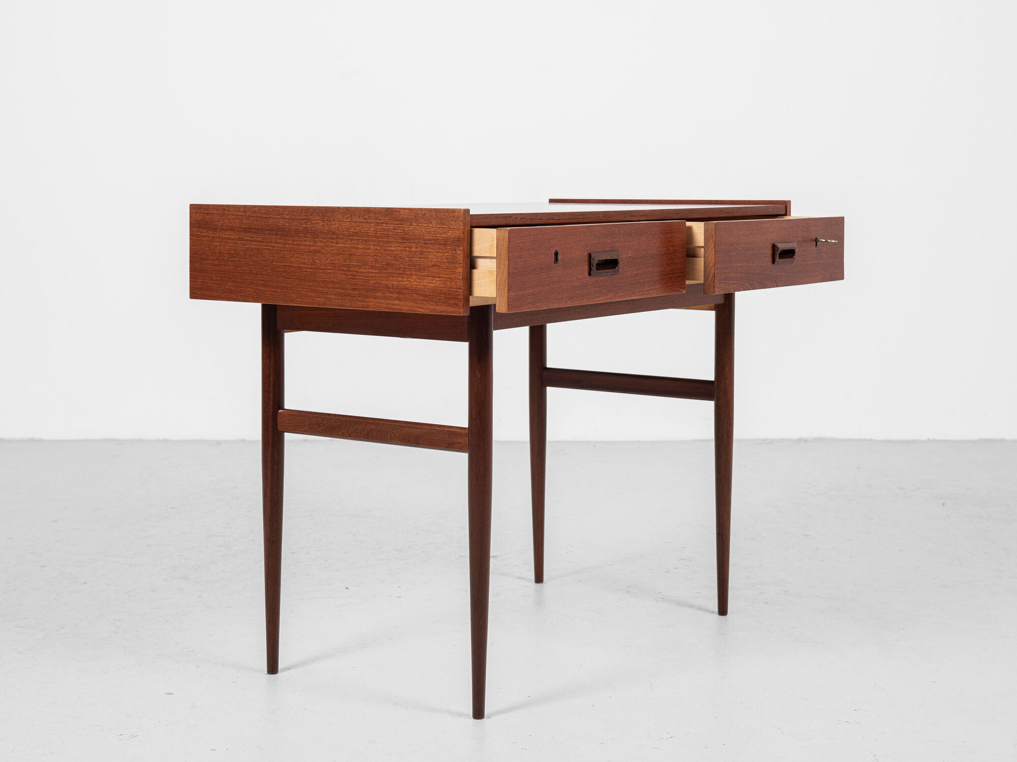 Midcentury danish compact desk with 2 drawers in teak 1960s