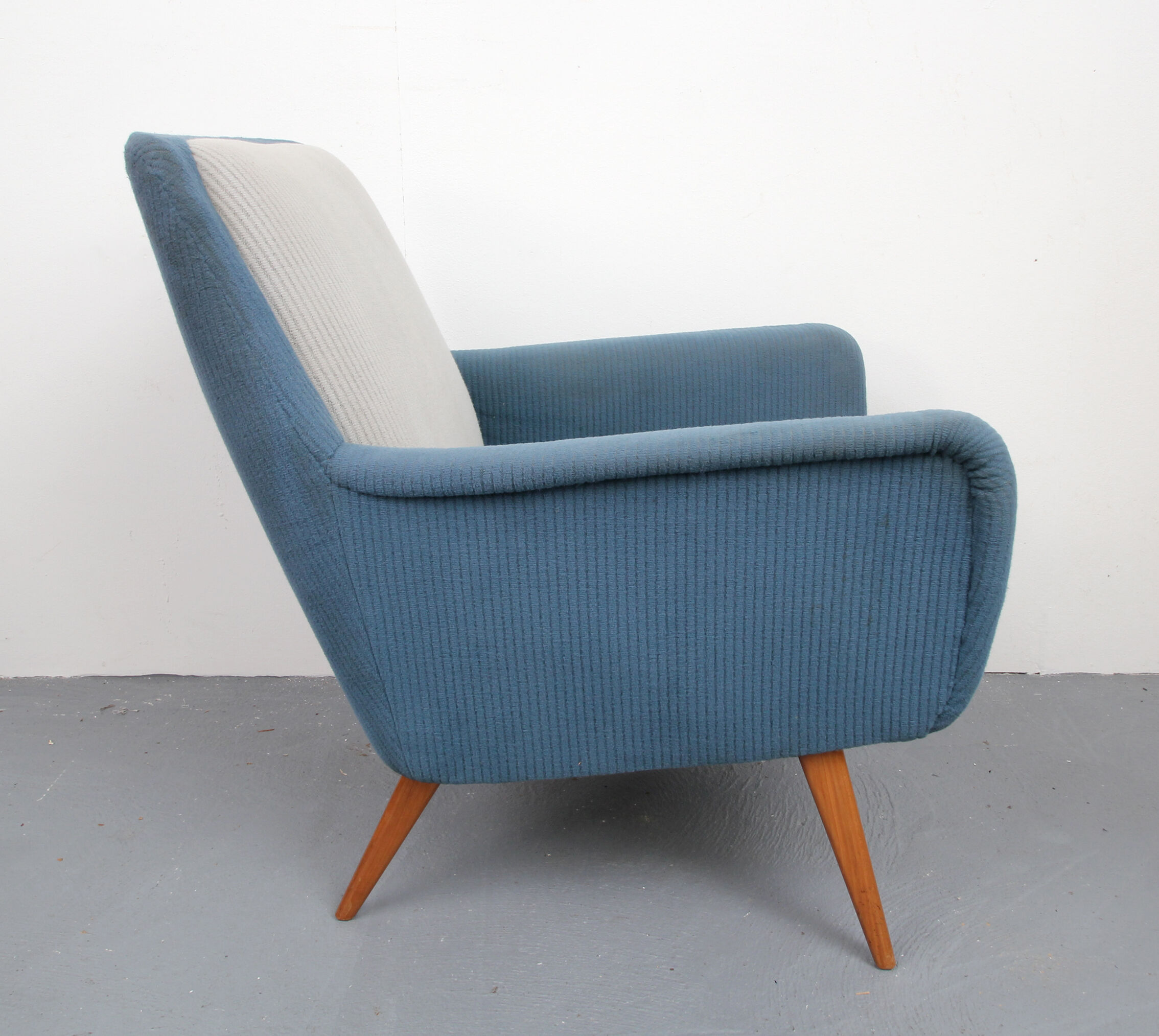 1950s armchair in grey and blue