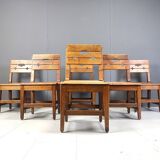 Vintage oak brutalist chairs, 1960s