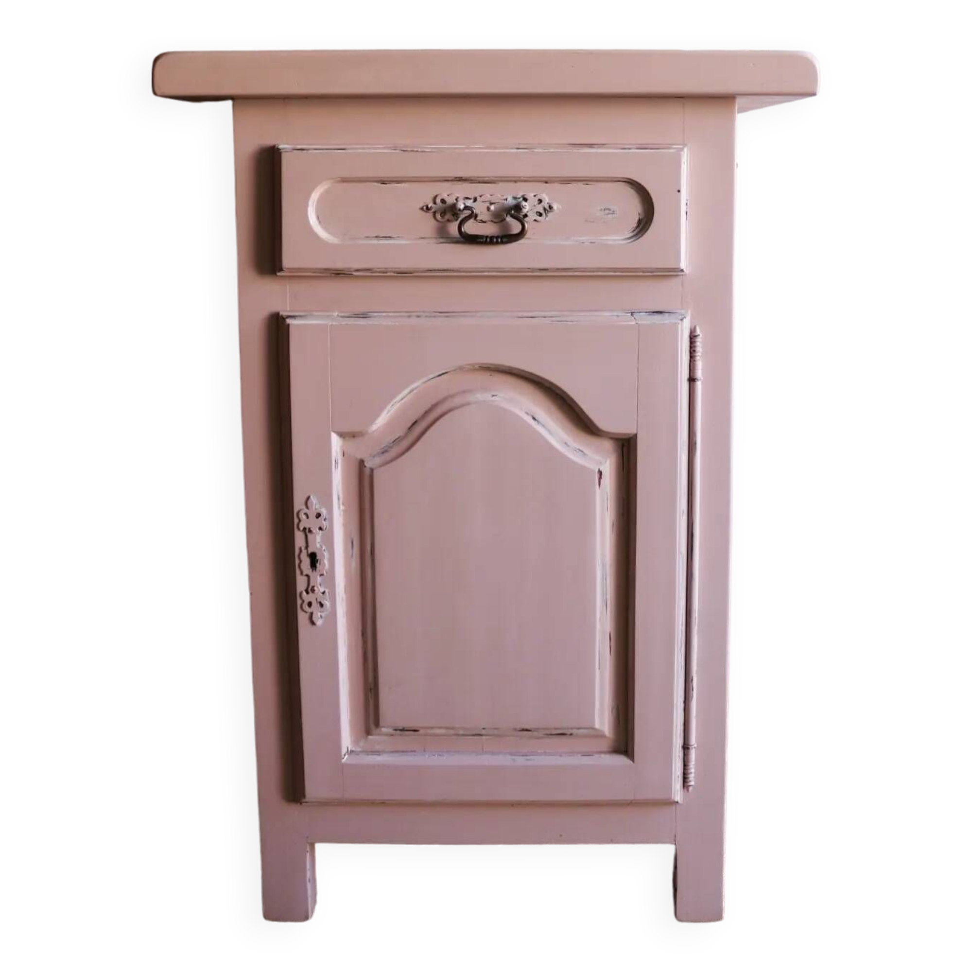 Old high jam bowl in pink painted solid wood