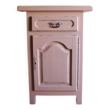 Confiturier haut ancien en bois massif peint rose