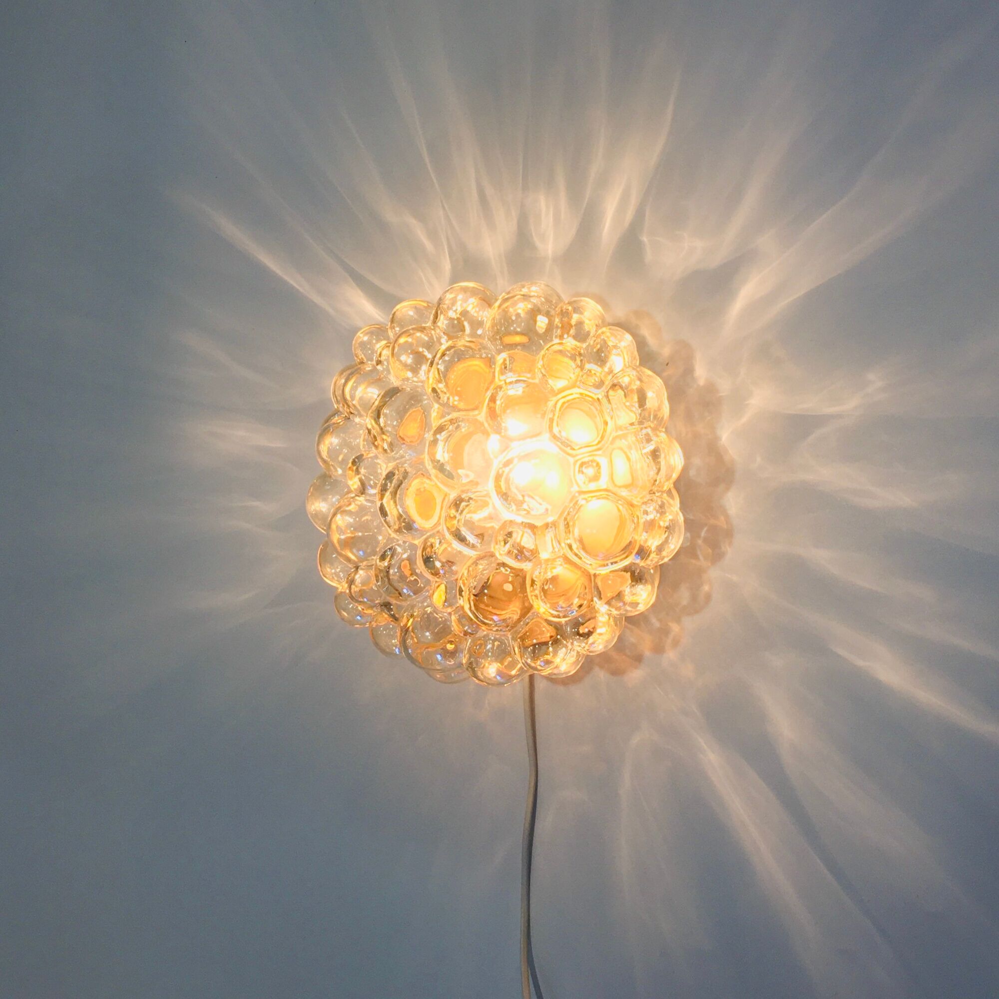 Amber bubble glass flush mount by Helena Tynell For Limburg, Germany, 1970s
