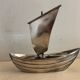 Gallia sailing art deco sailboat, in silver metal with Baccarat crystal salters